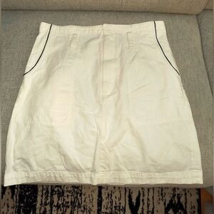 Rag & Bone White Cotton Denim Skirt with Black Trim